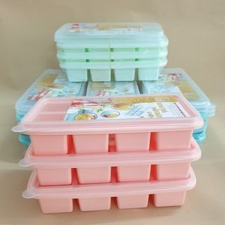 Khay Đá 8 Viên Vuông có nắp Việt Nhật nhựa dẻo, vỉ đá 8 ô, khay trữ đồ ăn dặm cho bé, khuôn làm thạch bền đẹp (6932) A5342