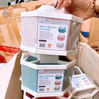 Khay Tiện Ích Lục Giác 5 Ngăn Để Bàn Nhựa Việt Nhật Khay Đựng Đồ Đa Năng VN1337 A5433