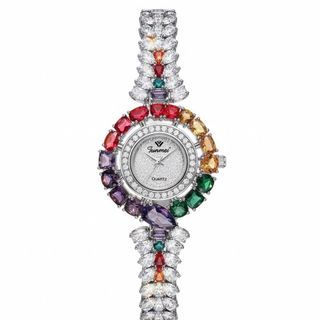 ĐỒNG HỒ NỮ CHÍNH HÃNG FUNMEI F2073 DÂY BẠC VIÊN CHỦ AMETHYST TOPAZ FULLBOX