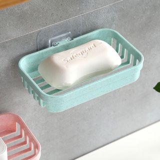 Khay đựng xà phòng nhựa lúa mạch bằng rơm lúa mì, giá đựng xà phòng không đục lỗ  treo tường L0811
