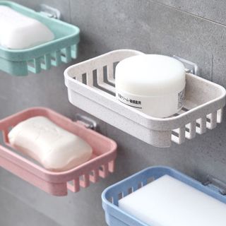 Khay đựng xà phòng nhựa lúa mạch bằng rơm lúa mì, giá đựng xà phòng không đục lỗ  treo tường L0811