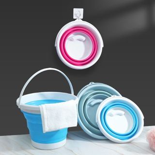 Xô nhựa silicon 5L/10L gấp gọn di động rửa xe hơi câu cá ngoài trời du lịch dã ngoại xô đa năng L0513