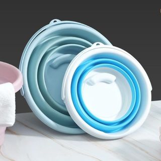 Xô nhựa silicon 5L/10L gấp gọn di động rửa xe hơi câu cá ngoài trời du lịch dã ngoại xô đa năng L0513