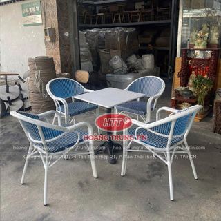 Ghế cafe cao cấp ngoài trời màu xanh dương