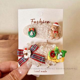 VĨ 2 KẸP TÓC CHARM NƠ GIÁNG SINH VẢI XÙ