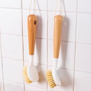 Bàn chải cọ rửa xoong nồi cán gỗ đa năng vệ sinh nhà bếp, cọ rửa nồi rửa bát đĩa L0611