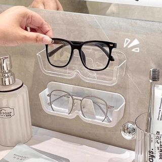 Giá để kính dán tường hộp đựng kính không đục lỗ gắn tường kệ đựng kính ngăn nắp đầu giường L0421