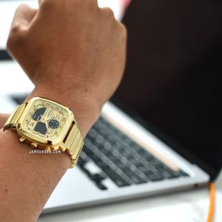 ĐỒNG HỒ NAM CAO CẤP POSSIL DÂY THÉP VÀNG MẶT VUÔNG HAI HIỂN THỊ FULLBOX