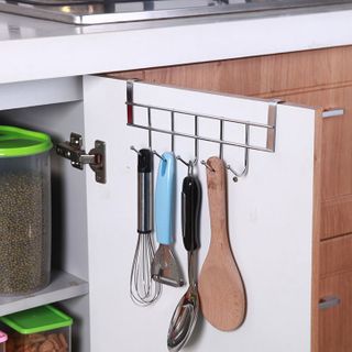 Thanh 5 Móc Kim Loại Gắn Cửa Tủ Treo Áo, Móc Treo Nhà Bếp Phòng Ngủ Đựng Đồ Không Cần Khoan Đục L1221