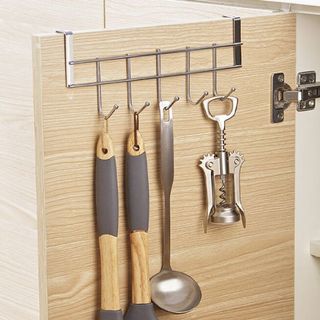 Thanh 5 Móc Kim Loại Gắn Cửa Tủ Treo Áo, Móc Treo Nhà Bếp Phòng Ngủ Đựng Đồ Không Cần Khoan Đục L1221