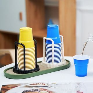 Giá để cốc giấy dùng 1 lần để bàn, Khay để cốc giấy cạnh bình nước uống cửa hàng quán ăn tiệm Spa L1022