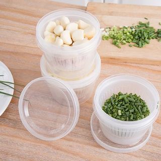 Hộp đựng hành lá nhà bếp hộp đựng thực phẩm hành tây, gừng, tỏi, thoát nước bằng nhựa để tủ lạnh L0441