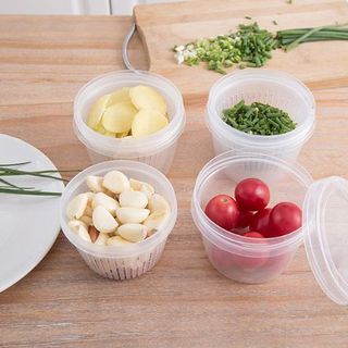 Hộp đựng hành lá nhà bếp hộp đựng thực phẩm hành tây, gừng, tỏi, thoát nước bằng nhựa để tủ lạnh L0441