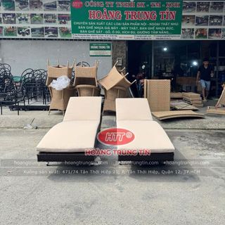 Giường tắm nắng nhựa giả mây