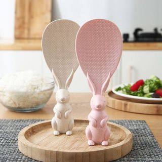 Muỗng nhựa xới cơm hình con thỏ đứng chống dính, vá xúc cơm gia đình hoạt hình L0824