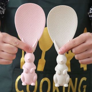 Muỗng nhựa xới cơm hình con thỏ đứng chống dính, vá xúc cơm gia đình hoạt hình L0824