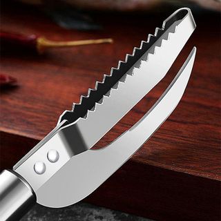 Dao mổ bụng cá bằng thép không gỉ, dụng cụ cạo vảy sơ chế cá nguyên con, dao loại bỏ vảy cá đa năng L1114