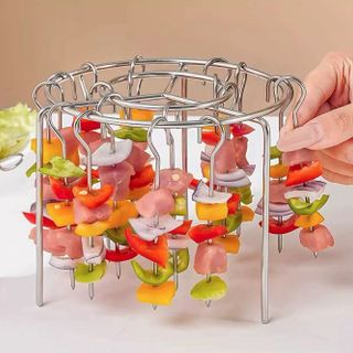 Giá 24 xiên nướng bằng thép không gỉ lò nướng chiên không dầu kiểu mới giá xiên treo tròn nhà bếp L0953