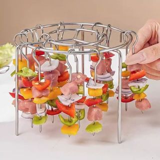 Giá 24 xiên nướng bằng thép không gỉ lò nướng chiên không dầu kiểu mới giá xiên treo tròn nhà bếp L0953