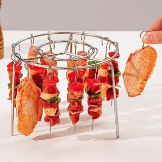 Giá 24 xiên nướng bằng thép không gỉ lò nướng chiên không dầu kiểu mới giá xiên treo tròn nhà bếp L0953
