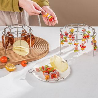 Giá 24 xiên nướng bằng thép không gỉ lò nướng chiên không dầu kiểu mới giá xiên treo tròn nhà bếp L0953