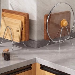 Giá để thớt bằng thép không gỉ giá để nắp nồi, giá để dao vật dụng nhà bếp đa năng L0552