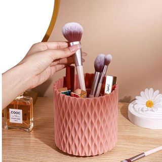 Hộp đựng cọ trang điểm tròn xoay 360 độ, giá đựng cọ phấn mắt, giá lọ để bút để bàn cho học sinh L0622