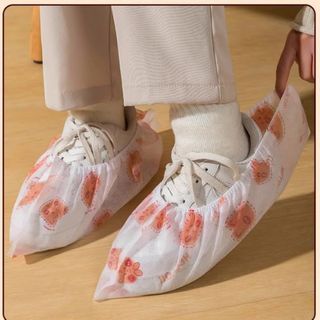 Sét 10 bao bọc giày họa tiết hoa văn chống trượt trong nhà dùng một lần vải không dệt chống bẩn L0933