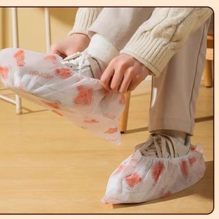 Sét 10 bao bọc giày họa tiết hoa văn chống trượt trong nhà dùng một lần vải không dệt chống bẩn L0933