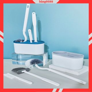 Bộ 3 Chổi Vệ Sinh Toilet Xoay 360 Độ Treo Tường Cọ Bồn Cầu 3in1 Nhà Tắm Đa Năng Tiện Lợi