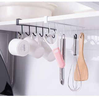 Giá treo đồ 6 Móc Nhà Bếp không cần khoan đục cho tủ bếp nhiều ngăn tủ quần áo, giá treo đồ 6 móc L1642