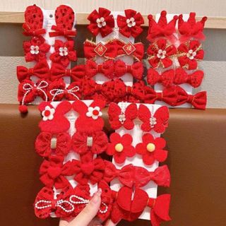 VĨ 8 KẸP TÓC ĐỎ NHỒI BÔNG KIM TUYẾN