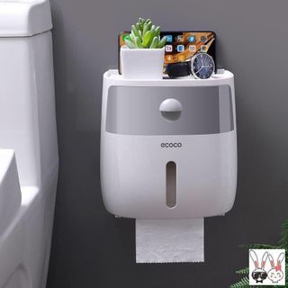 Ecoco Hộp Đựng Giấy Vệ Sinh 2 Tầng Chất Liệu Nhựa ABS Kích Thước 20x20x12.5cm Tải Trọng 6kg Dễ Lắp Đặt Bằng Keo Dán Tường