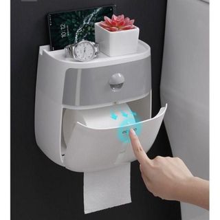 Ecoco Hộp Đựng Giấy Vệ Sinh 2 Tầng Chất Liệu Nhựa ABS Kích Thước 20x20x12.5cm Tải Trọng 6kg Dễ Lắp Đặt Bằng Keo Dán Tường