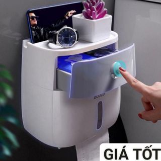 Ecoco Hộp Đựng Giấy Vệ Sinh 2 Tầng Chất Liệu Nhựa ABS Kích Thước 20x20x12.5cm Tải Trọng 6kg Dễ Lắp Đặt Bằng Keo Dán Tường