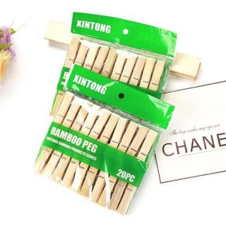 Bộ 20 kẹp quần áo bằng tre dùng trong gia đình, kẹp quần áo tất vớ vật dụng đa năng L1711