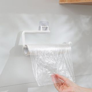 Giá nhựa treo cuộn khăn giấy dán tường không đục lỗ, giá treo màng bọc thực phẩm, móc treo khăn L1432