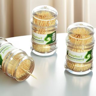 Hộp tăm tre xỉa răng dùng một lần hai đầu nhọn trong suốt cầm tay tăm khách sạn quán ăn L1714