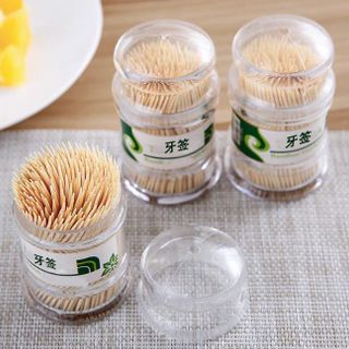 Hộp tăm tre xỉa răng dùng một lần hai đầu nhọn trong suốt cầm tay tăm khách sạn quán ăn L1714