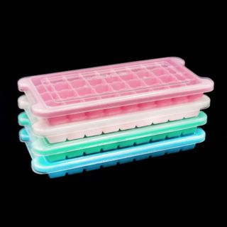 Khay làm đá viên silicon 24-36 ngăn, khuôn làm đá dẻo có nắp, dễ tháo khuôn, khay đá viên tự làm L1533