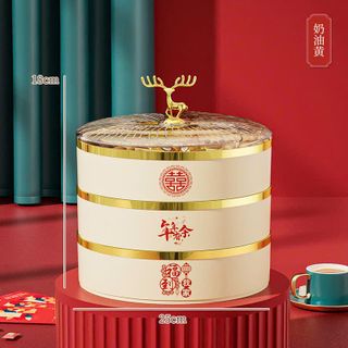 Hộp bánh mứt Tết 2 tầng cao cấp – phiên bản đỏ kim sang trọng