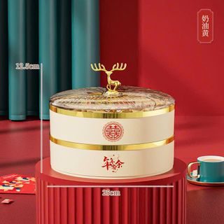 Hộp bánh mứt Tết 2 tầng cao cấp – phiên bản đỏ kim sang trọng