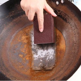 Miếng bọt biển nhám chà đáy nồi, vết bẩn đen, miếng vệ sinh chén bát, tẩy gỉ sét cọ rửa xoong rồi L1453