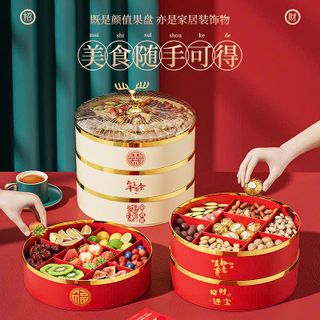 Hộp bánh mứt Tết 2 tầng cao cấp – phiên bản đỏ kim sang trọng