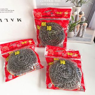 Búi thép đơn đóng gói màu đỏ dùng để rửa chén bát chùi cọ xoong nồi ( bịch đỏ) L1844