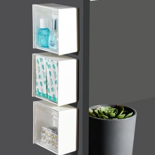 Hộp đựng đồ treo tường phòng tắm không cần đục lỗ, hộp đựng mỹ phẩm, tăm bông, hộp đựng son môi L1434