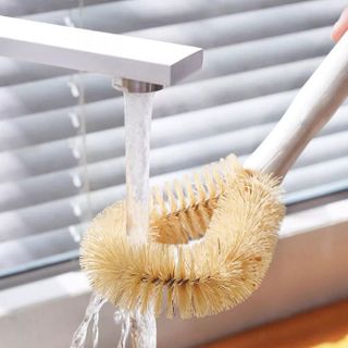 Bàn chải cọ nồi cán gỗ lông lợn, Bàn chải vệ sinh treo tường, Bàn chải vệ sinh gia dụng, Chất tẩy vết bẩn L1514