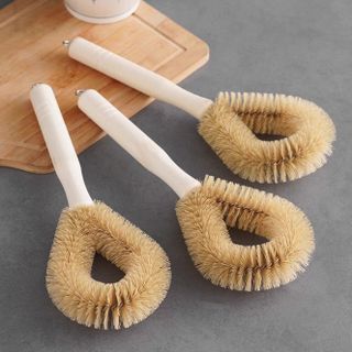 Bàn chải cọ nồi cán gỗ lông lợn, Bàn chải vệ sinh treo tường, Bàn chải vệ sinh gia dụng, Chất tẩy vết bẩn L1514