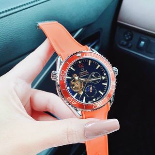 XẢ RẺ ĐỒNG HỒ NAM TRUNG CẤP ÔMEGHA CƠ DÂY CAO SU MÀU CAM
