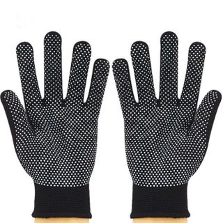 Găng tay lao động nam màu đen, chống bụi, thoáng khí, chống trượt, mỏng và bền, chấm cao su trắng L1923